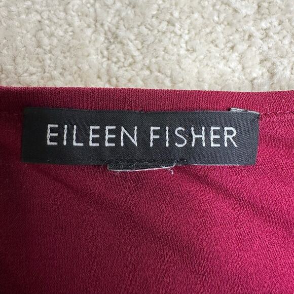 Eileen Fisher Red Relaxed Knit Long Sleeve T-Shirt - Picture 3 of 5